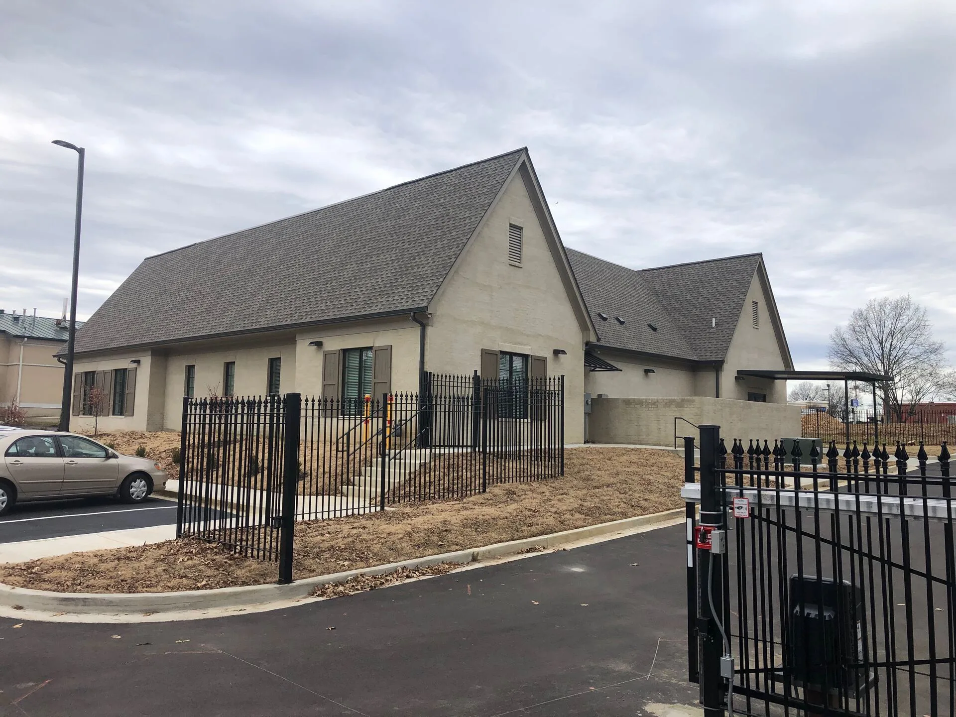 Frase Protection — rear exterior with gated security perimeter