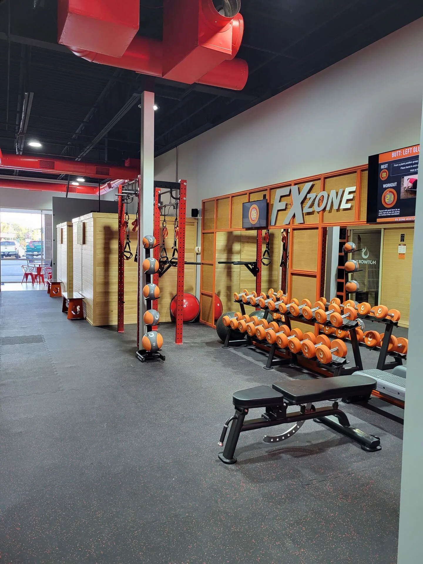 Hotworx detail — retail fixturing and branding