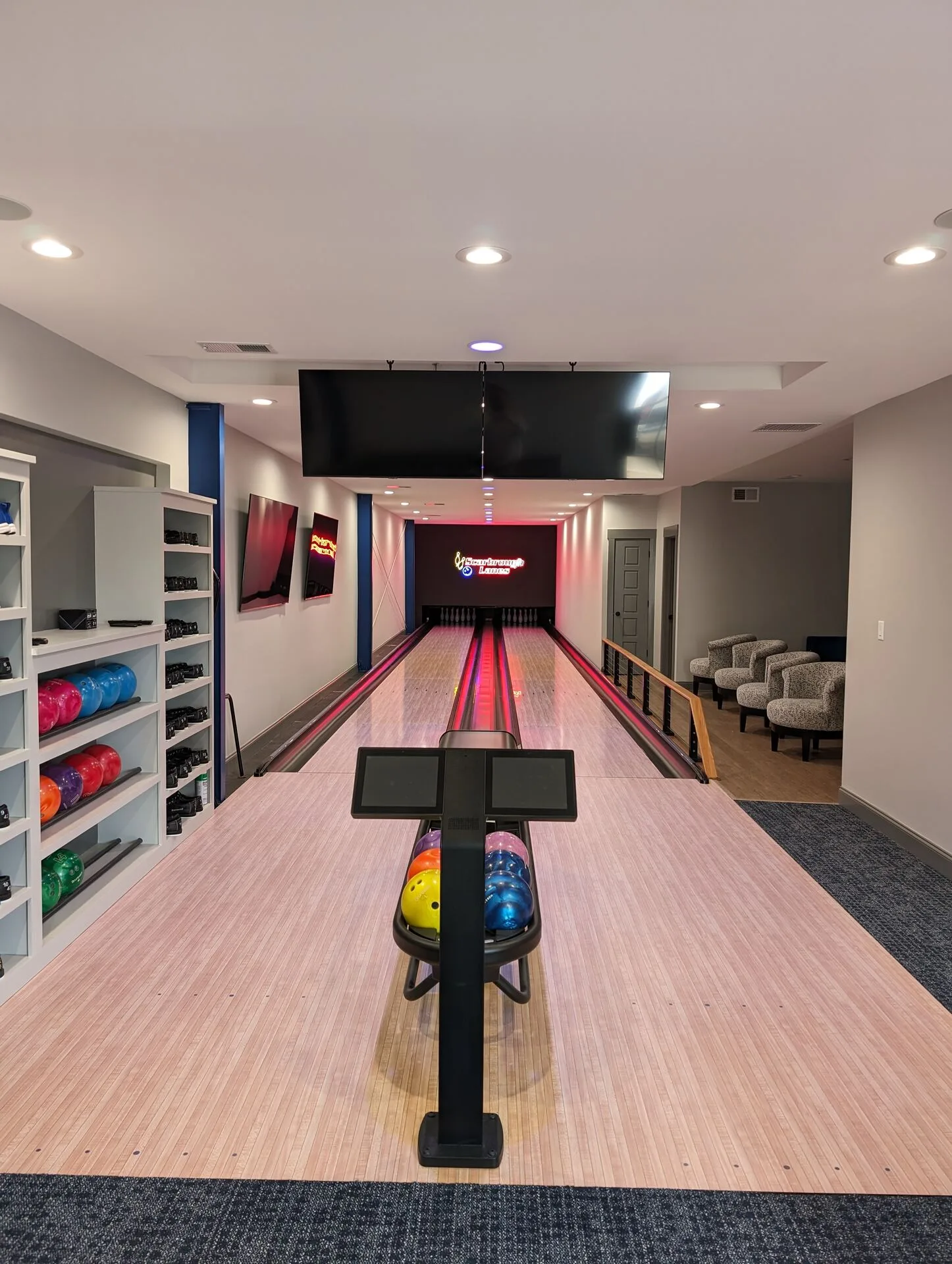 Scarbrough Estate private bowling alley — luxury amenity wing by PCS Builder